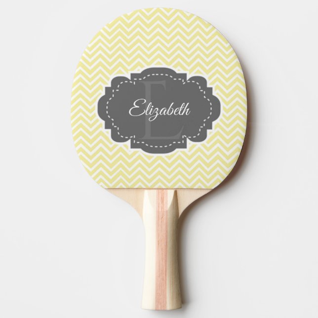 Yellow Chevron Personalized Ping Pong Paddle (Front)