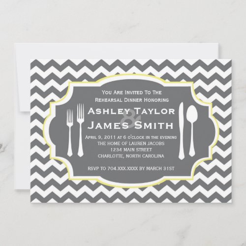 Yellow Chevron Rehearsal Dinner Invitation