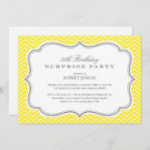 Yellow Chevron Stripes Surprise Party Invitations (Front/Back)