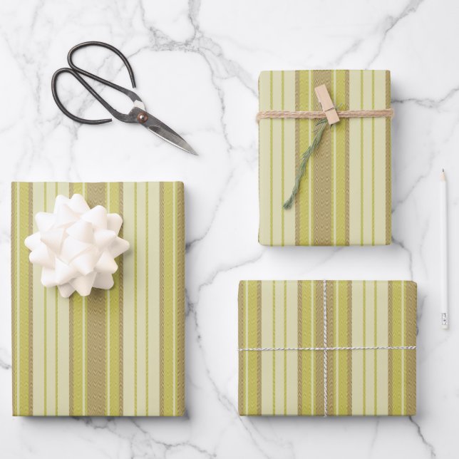 Yellow Chevron Stripes Wrapping Paper Sheets (Front)
