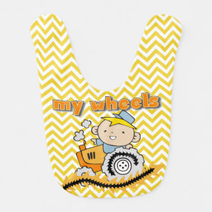 Yellow Chevron Tractor My Wheels Bib