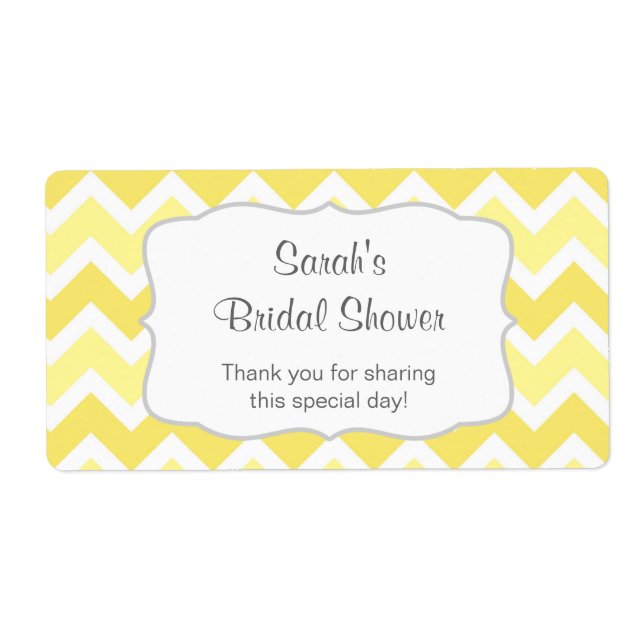 Yellow Chevron Water Bottle or favor - u customize Label (Front)