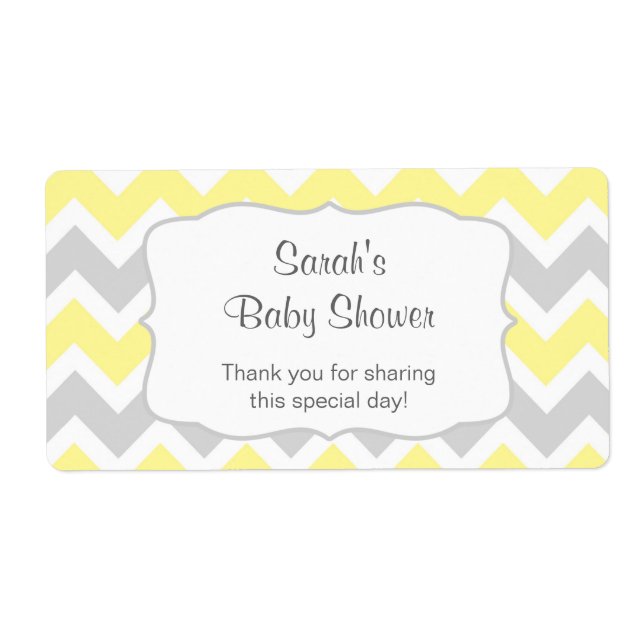 Yellow Chevron Water Bottle or favor u customize Label (Front)