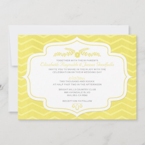 Yellow Chevron Wedding Invitations