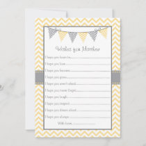 Yellow Chevron Wishes for Baby Advice Card