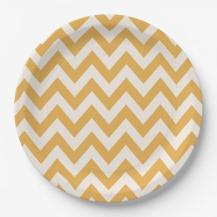 Yellow Chevron Zigzag Pattern  Paper Plates