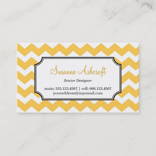 Yellow chevron zigzag pattern stylish personal business card