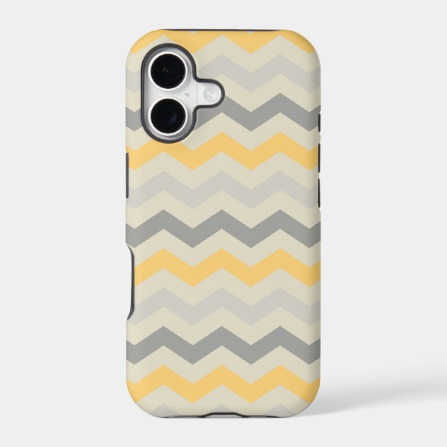 Yellow chevron zigzag striped geometric pattern iphone case (Back)