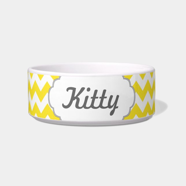 Yellow Chevrons Custom Text Bowl (Front)