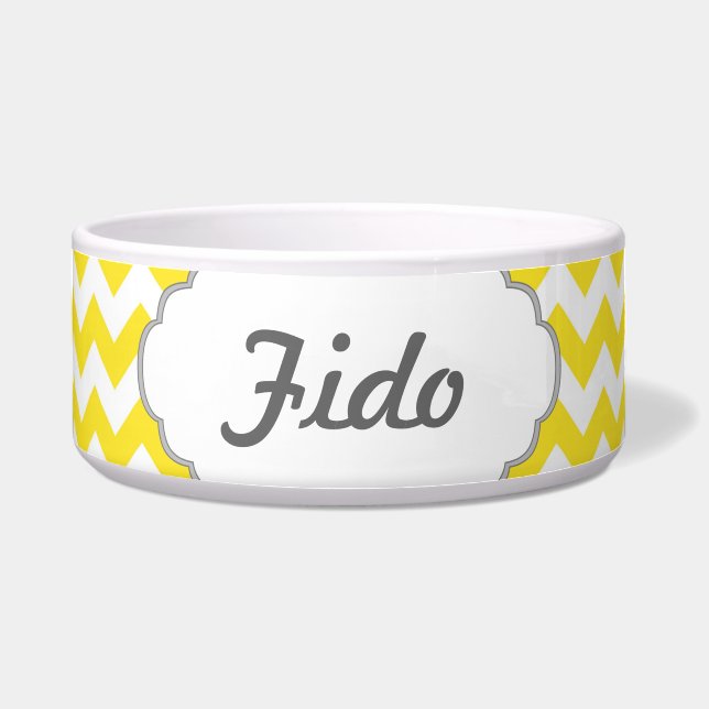 Yellow Chevrons Custom Text Bowl (Front)