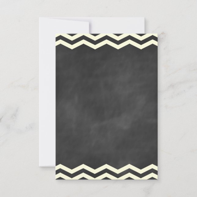 Yellow Chevrons on Chalkboard RSVP (Front)