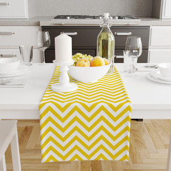 Yellow Chevrons Pattern Short Table Runner by heartlockedhome at Zazzle