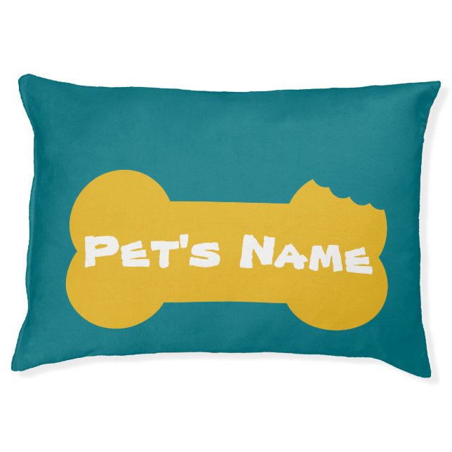 Yellow Chewed Bone Personalized Large Dog Bed 3 (Front)