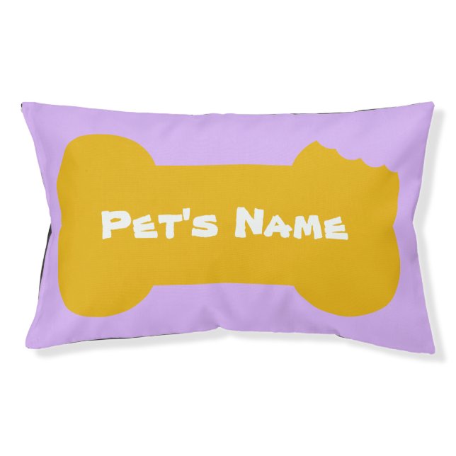 Yellow Chewed Bone Personalized outdoor Dog Bed (Front)