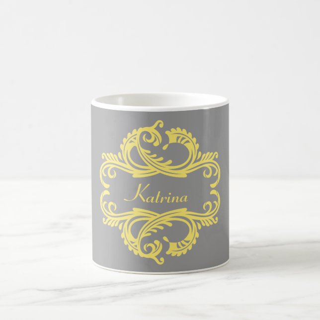 Yellow Chic Damask Mug (Center)