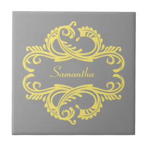 Yellow Chic Damask Tile