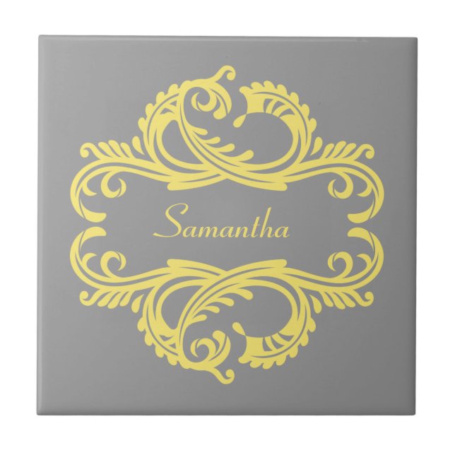 Yellow Chic Damask Tile (Front)
