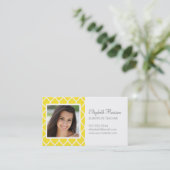 Yellow Chic Moroccan Lattice Photo Business Card (Standing Front)