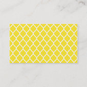 Yellow Chic Moroccan Lattice Photo Business Card (Back)