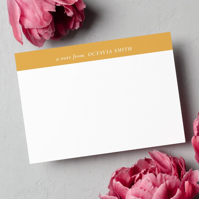 YELLOW CHIC PERSONALIZED FAMILY NAME MONOGRAM NOTE CARD (Creator Uploaded)