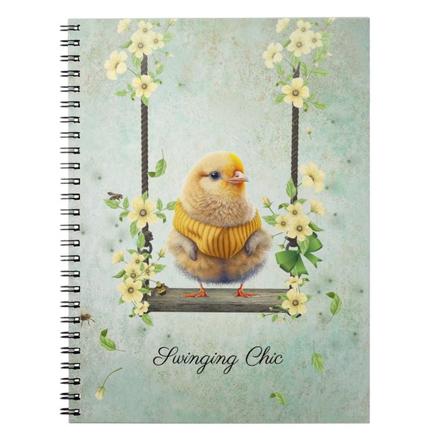 Yellow Chic Swinging Flower Vine Notebook (Front)