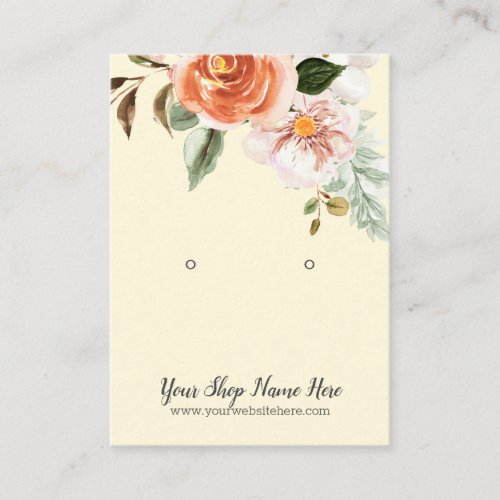 Yellow Chic Watercolor Flowers Earring Display Business Card
