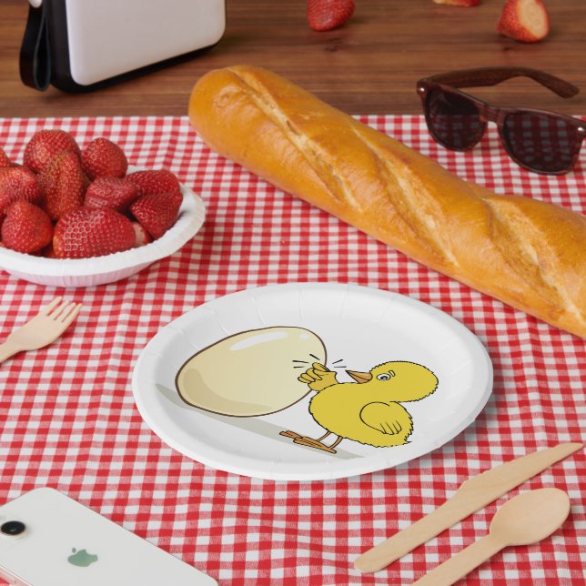 Yellow Chick And Egg Paper Plates (Picnic)