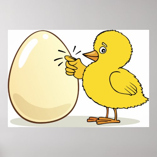 Yellow Chick And Egg Poster