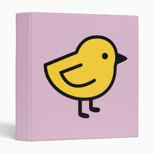 Yellow Chick Bird On A Pink 3 Ring Binder