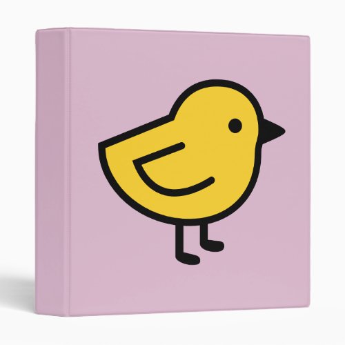 Yellow Chick Bird On A Pink 3 Ring Binder