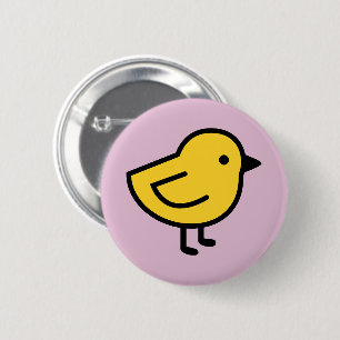 Yellow Chick Bird On A Pink Button