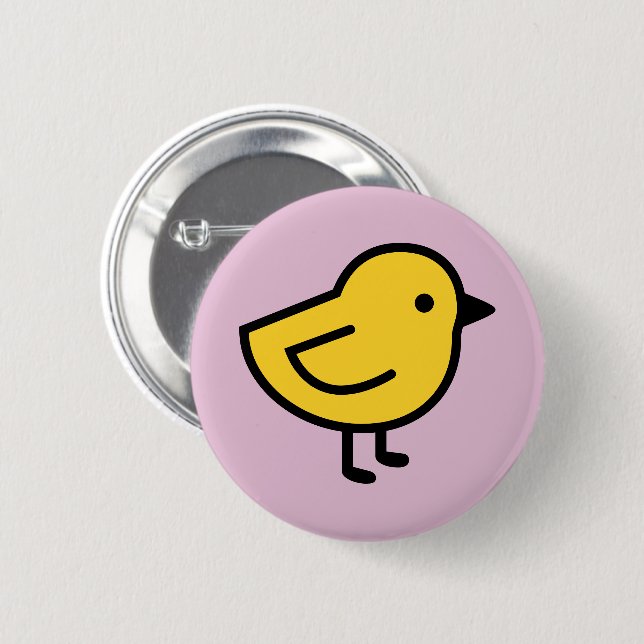 Yellow Chick Bird On A Pink Button (Front & Back)
