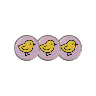 Yellow Chick Bird On A Pink Golf Ball Marker