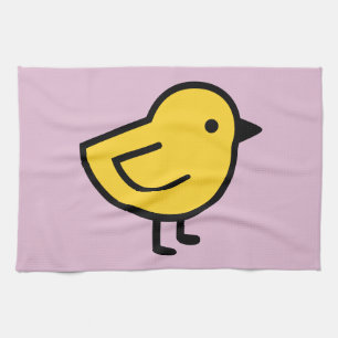 Yellow Chick Bird On A Pink Kitchen Towel