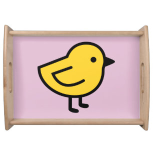 Yellow Chick Bird On A Pink Serving Tray