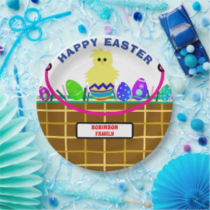 Yellow Chick Egg Easter Basket Paper Plates