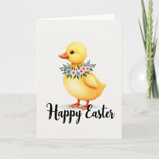 Yellow Chick Floral Spring Card (Front)