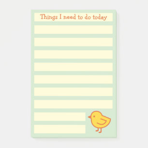 Yellow Chick, Things To Do List, Green and Yellow Post-it Notes