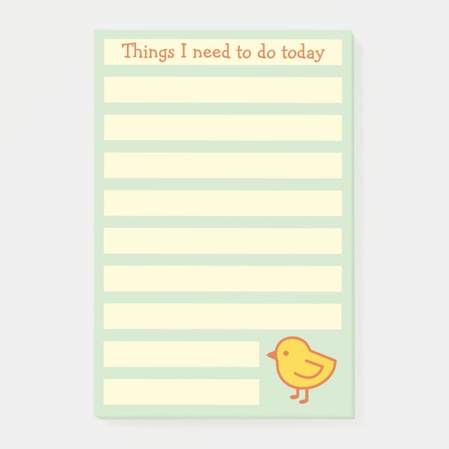 Yellow Chick, Things To Do List, Green and Yellow Post-it Notes (Front)