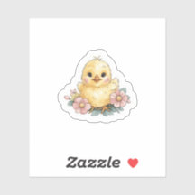 Yellow chick with flowers