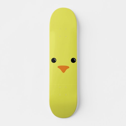 Yellow Chicken Cute Animal Face Design Skateboard Deck
