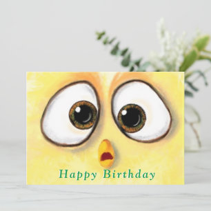 Yellow Chicken Surprised Big Eyes - Happy Birthday