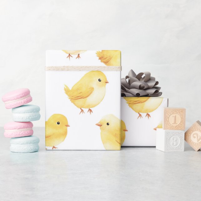 Yellow Chickens Baby Shower Wrapping Paper (Baby Shower)