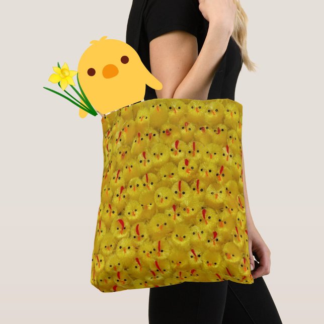 Yellow Chicks Bold Pattern Women's Tote Bag (A fun, cute, yellow chicks tote bag to brighten your day. A great Easter gift.)