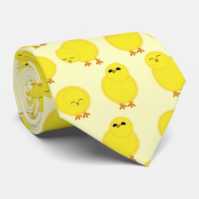 Yellow Chicks Easter Neck Tie (Rolled)