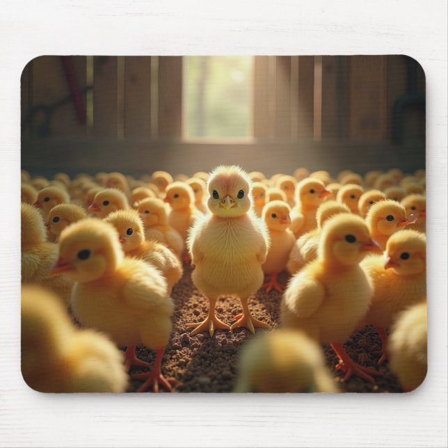 Yellow Chicks In a Sunny Barn Mouse Pad (Front)
