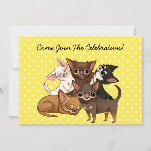 Yellow Chihuahua Party Invitations