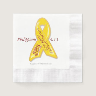 Yellow Childhood Cancer Ribbon Paper Napkins