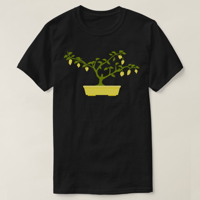 Yellow Chili Bonsai in Yellow Bonsai Pot T-Shirt (Design Front)