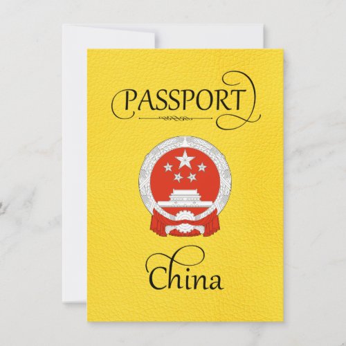 Yellow China Passport Save the Date Card